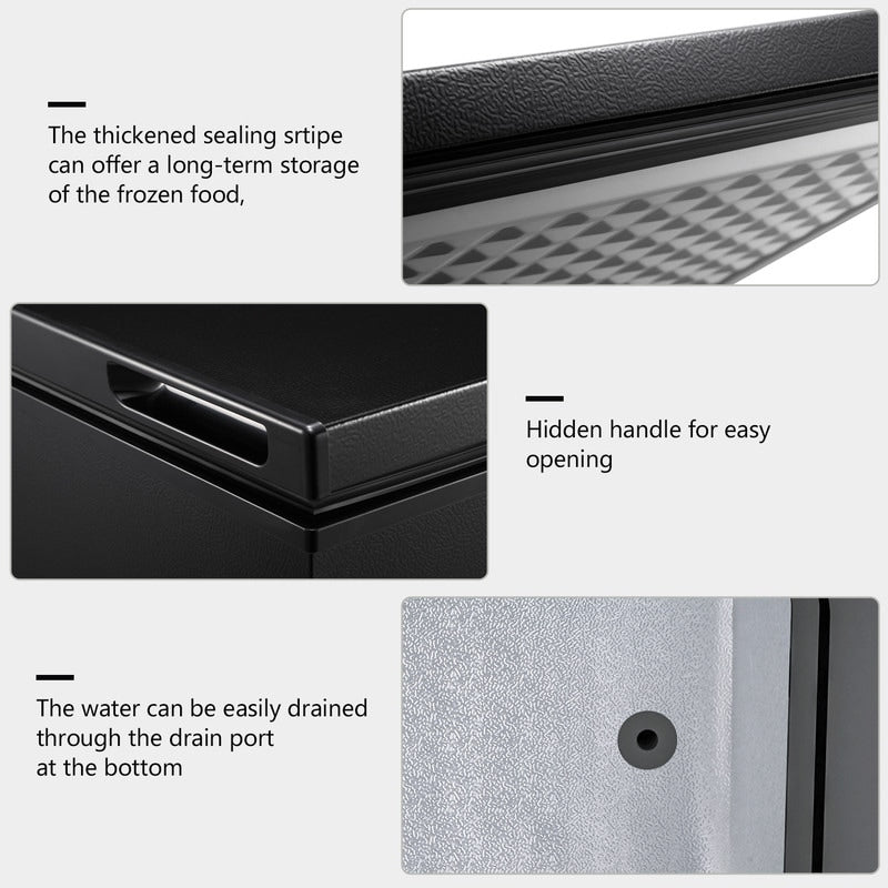 Congélateur coffre de 1,8 pi³ avec panier amovible, vidange par le bas, thermostat à 7 niveaux, conception autoportante pour la maison et l'appartement