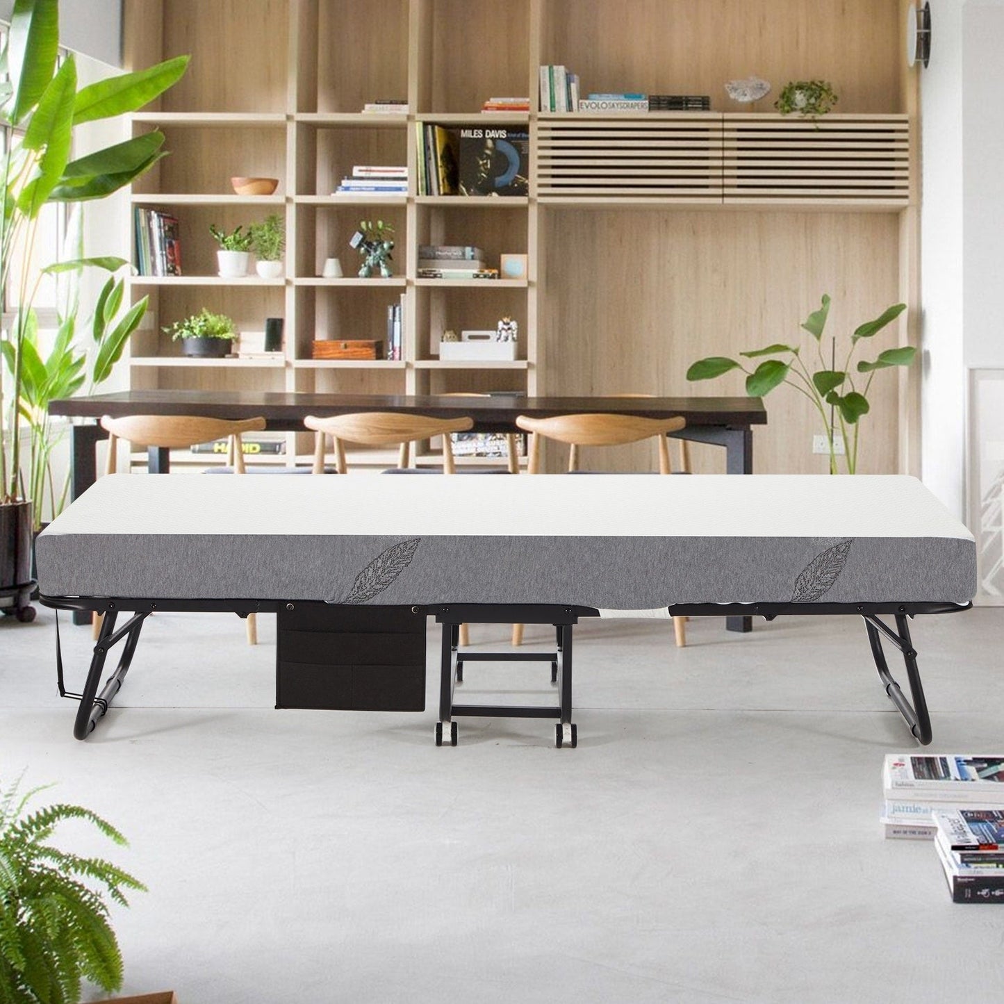 Lit pliant Erommy avec matelas en mousse à mémoire de forme : Lit d'appoint pliable et portable pour adultes avec un luxueux matelas en mousse à mémoire de forme de 12,7 cm (5 pouces).