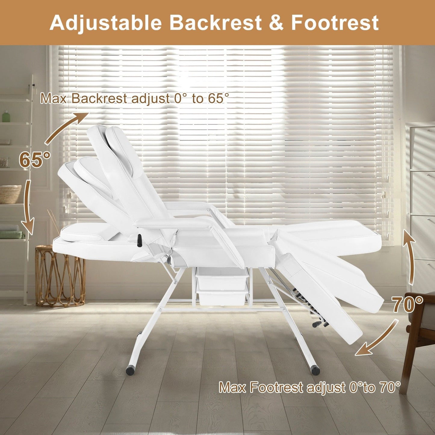 Salon de massage, fauteuil de tatouage, spa, table de soins du visage, Beauty White