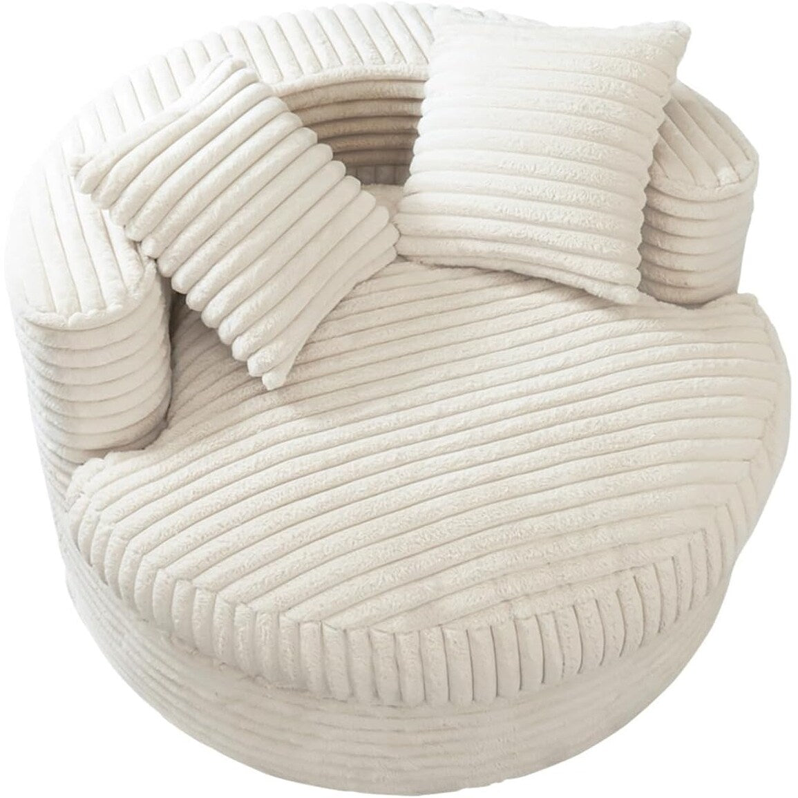 Fauteuil de jardin rond WOWMAX 47, canapé-lit surdimensionné en velours côtelé avec 2 coussins décoratifs