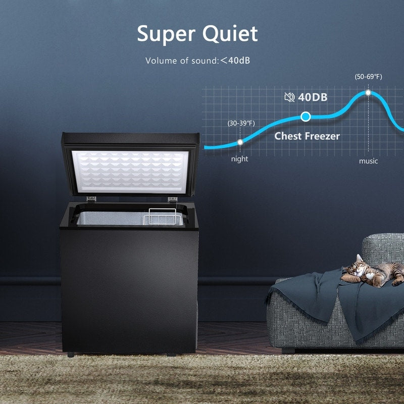 Congélateur coffre de 1,8 pi³ avec panier amovible, vidange par le bas, thermostat à 7 niveaux, conception autoportante pour la maison et l'appartement