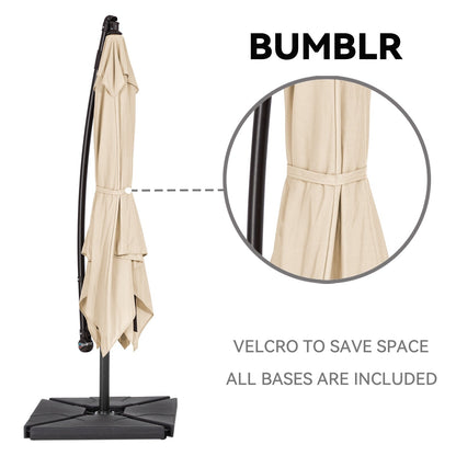 Parasol déporté à manivelle en acier de 3 m avec base lestée