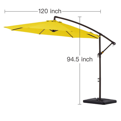 Parasol déporté à manivelle en acier de 3 m avec base lestée