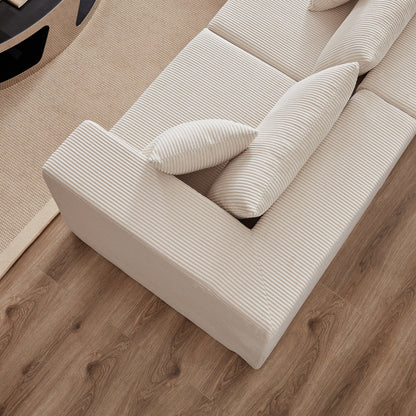 Canapé d'angle modulaire en velours côtelé de 264 cm (104 pouces), ensemble de canapés au sol, canapé compressé rempli de mousse, combinaison libre de 4 pièces
