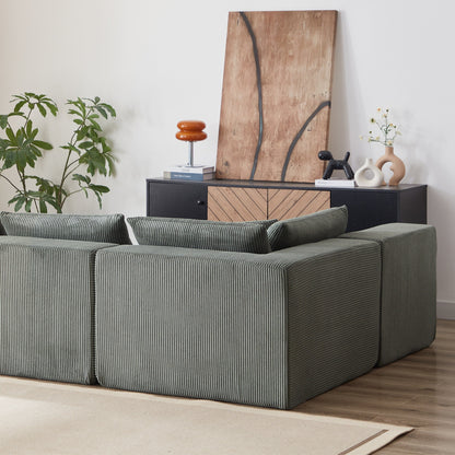 Canapé d'angle modulaire en velours côtelé de 264 cm (104 pouces), ensemble de canapés au sol, canapé compressé rempli de mousse, combinaison libre de 4 pièces
