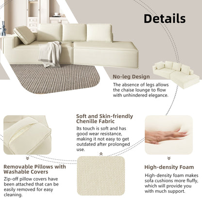 Canapé-lit/méridienne élégant et moderne de 125 cm, aux lignes épurées, pour salon, beige