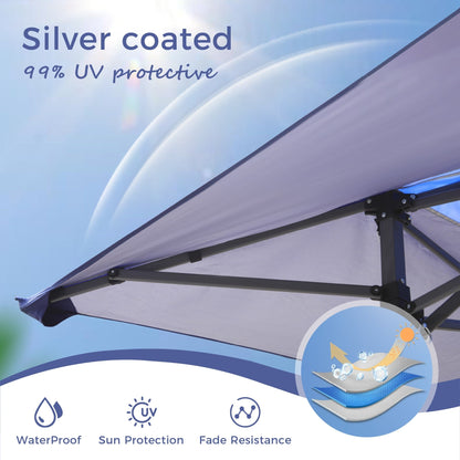 Toit de jardin pliable et renforcé de 4 m x 4 m avec élégant rideau d'angle - 4 m x 4 m