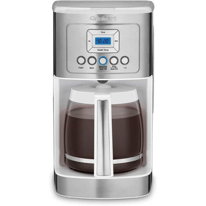 Cafetière Perfectemp 14 tasses avec carafe en verre, programmable, contrôle de l'intensité du café, réglage de 1 à 4 tasses, blanche