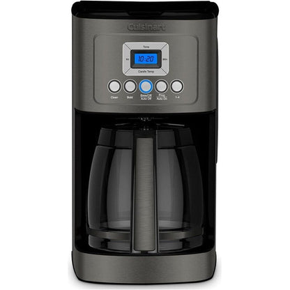 Cafetière programmable 14 tasses, carafe en verre, contrôle de l'intensité du café, réglage de 1 à 4 tasses, acier inoxydable noir