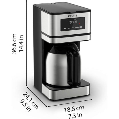 Cafetière programmable 14 tasses, verseuse en acier inoxydable, 3 intensités de café, minuterie 24 h, maintien au chaud 4 h