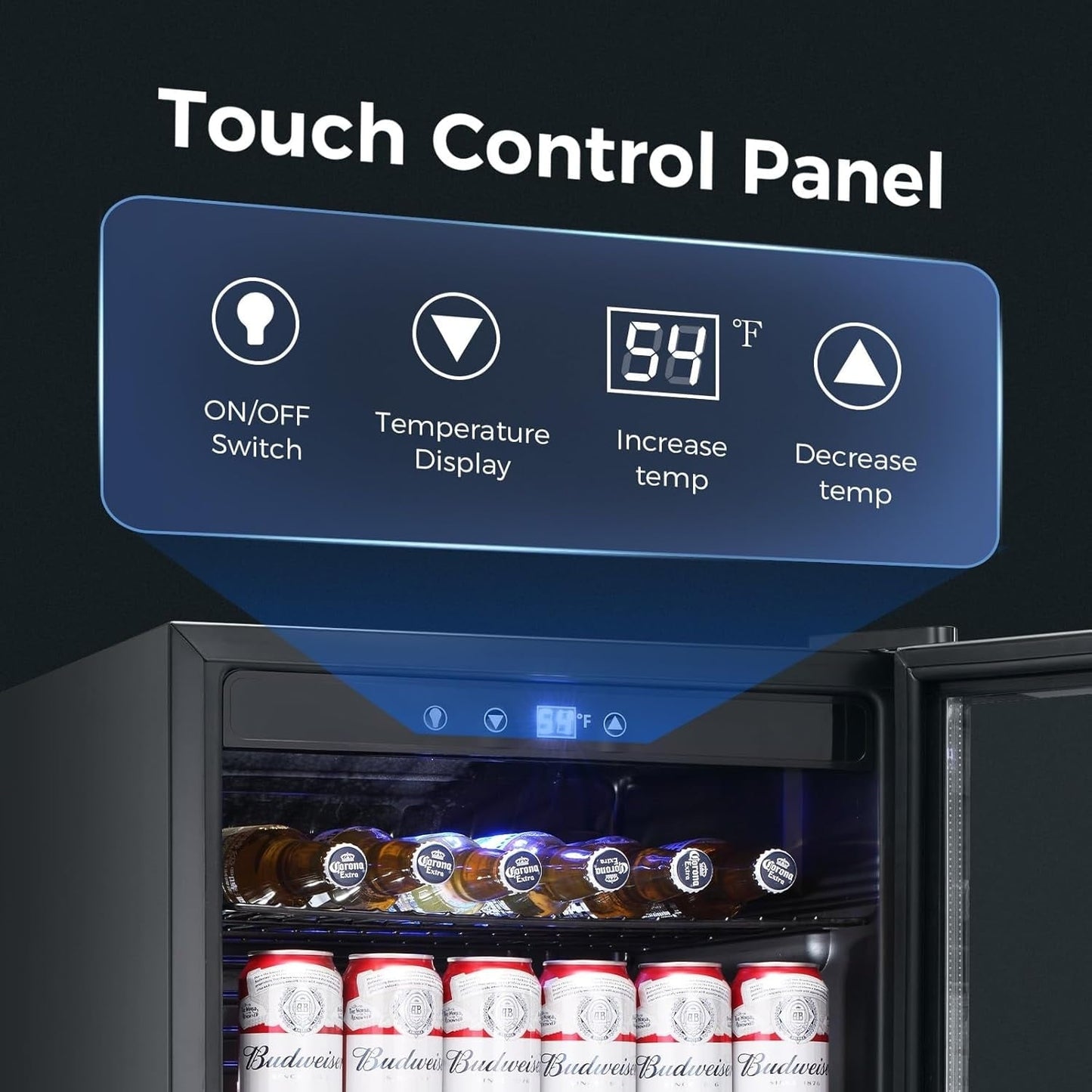 Réfrigérateur à boissons de 145 canettes, mini-réfrigérateur de 4,4 pi³ avec porte vitrée pour sodas, bières et vins – Façade transparente pour la maison, le bureau ou le bar