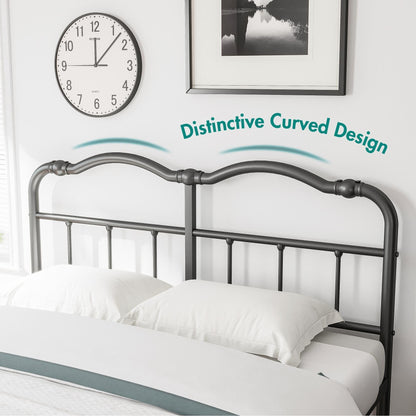 Cadre de lit en métal robuste de 35,5 cm de haut, style vintage, supporte jusqu'à 1134 kg, montage facile et silencieux.