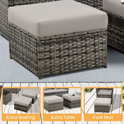 Ensemble de 2 poufs de jardin en osier - Liquidation