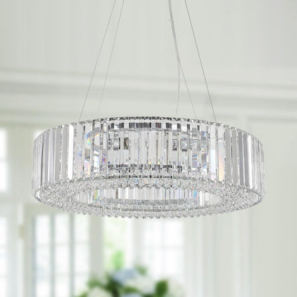 Lustre de style campagnard à 8 lumières de 63 cm (24,8 po), lustre en cristal, lustre tambour pour salle à manger, salon, chambre à coucher et cuisine