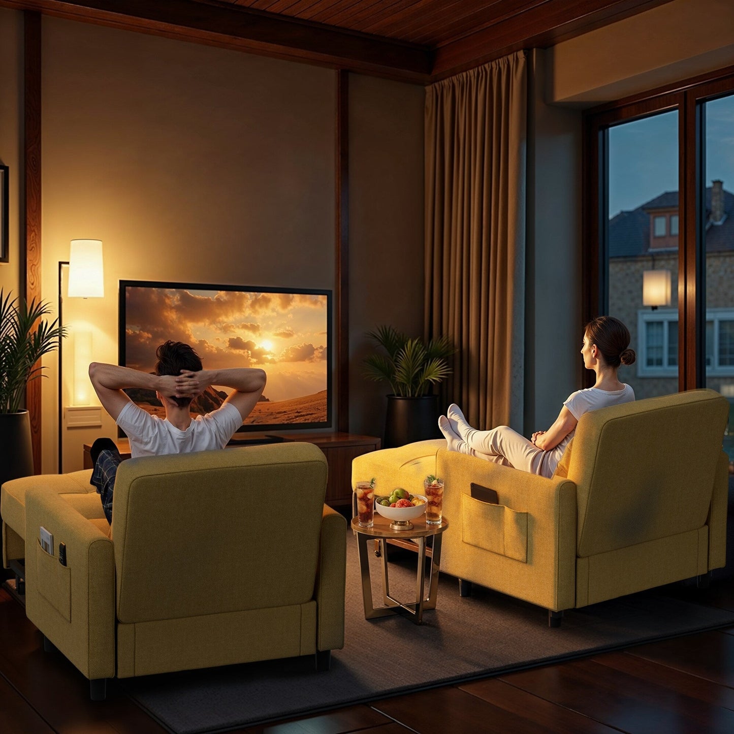 Canapé-lit convertible 3 en 1, avec fauteuil gigogne et lit pliant, idéal pour le salon.