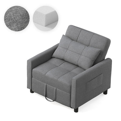 Canapé-lit convertible 3 en 1, avec fauteuil gigogne et lit pliant, idéal pour le salon.