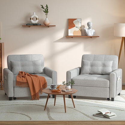 Canapé-lit convertible 3 en 1, avec fauteuil gigogne et lit pliant, idéal pour le salon.