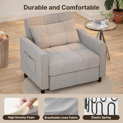 Canapé-lit convertible 3 en 1, fauteuil-lit, canapé lounge rembourré, pliable et réglable