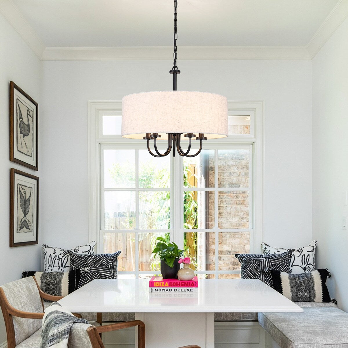 Plafonnier semi-encastré moderne à 5 lumières pour salle à manger, chambres et salon - Non applicable