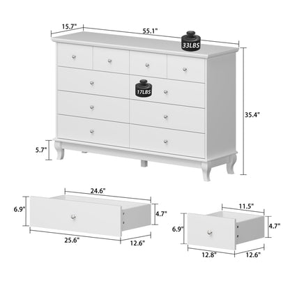 Commode double de 55,1 cm de large avec tiroirs de rangement