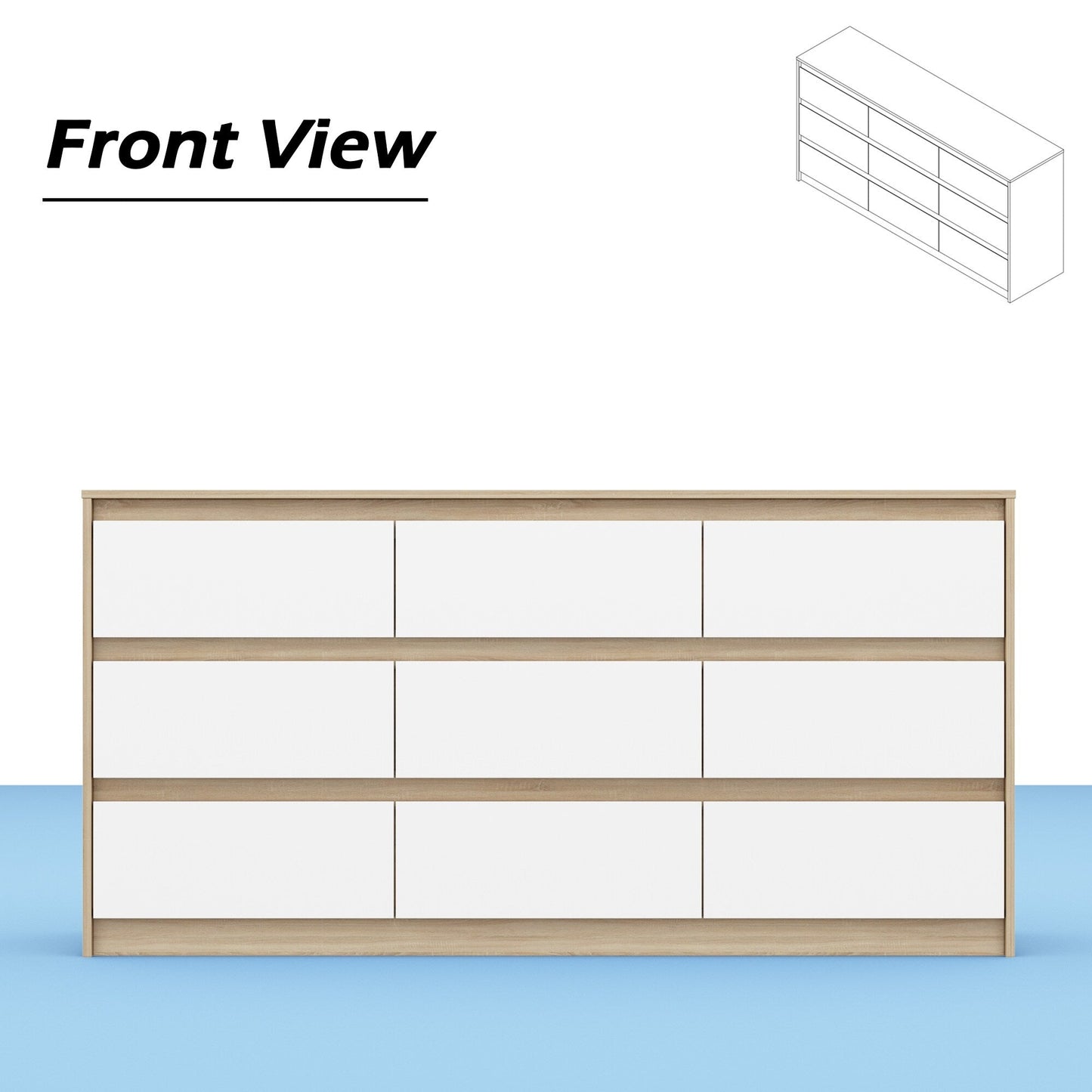 Commode d'appoint 63W à 9 tiroirs pour salon ou chambre