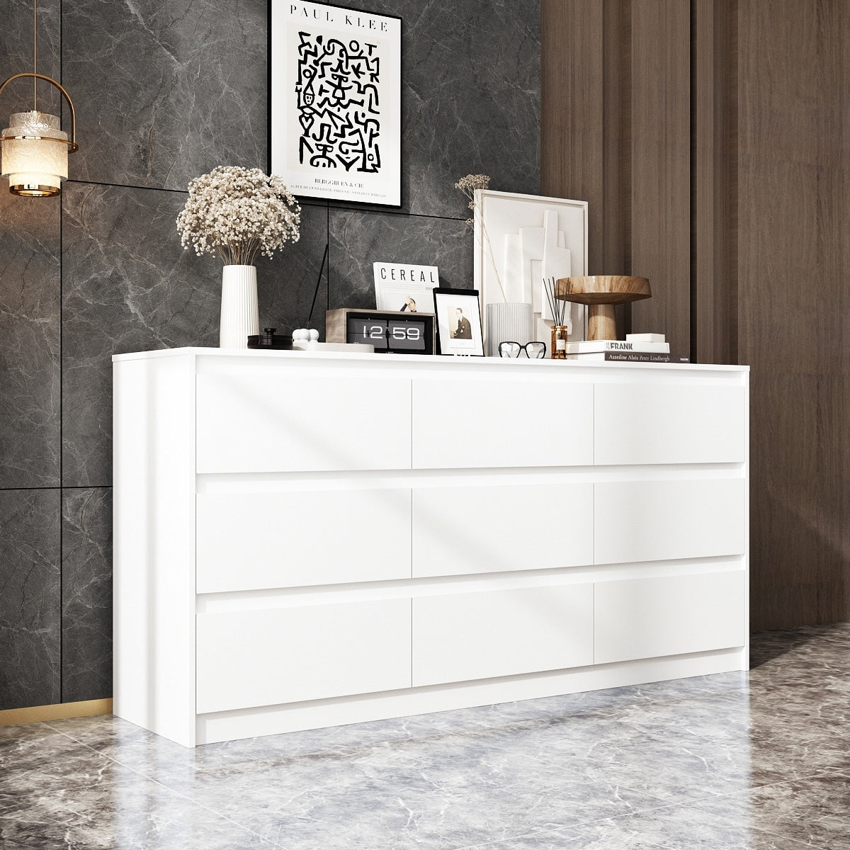 Commode d'appoint 63W à 9 tiroirs pour salon ou chambre