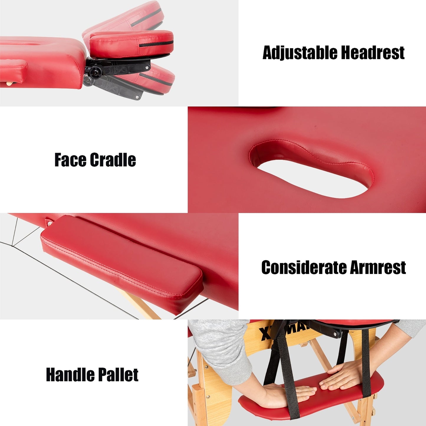 Table de massage portable de 213 cm (84 po) de long, réglable, pour le visage, les soins spa et les tatouages, avec sac de transport.