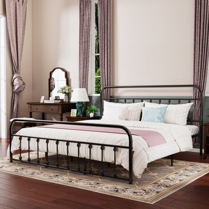 Cadre de lit plateforme en métal style vintage simple Alazyhome, montage facile