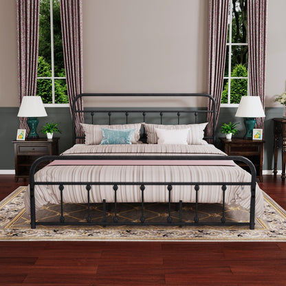 Cadre de lit plateforme en métal style vintage simple Alazyhome, montage facile