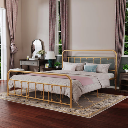 Cadre de lit plateforme en métal style vintage simple Alazyhome, montage facile