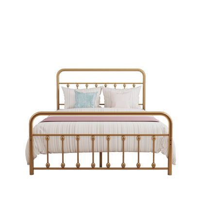 Cadre de lit plateforme en métal style vintage simple Alazyhome, montage facile