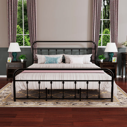 Cadre de lit plateforme en métal style vintage simple Alazyhome, montage facile