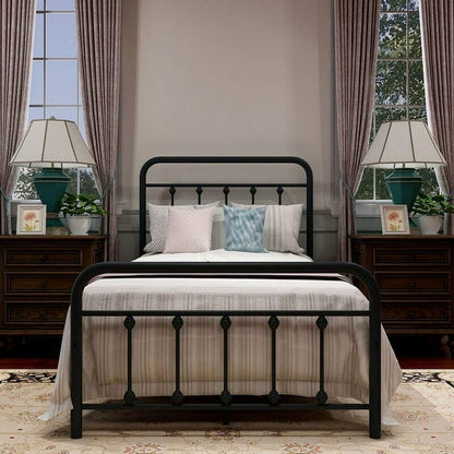 Cadre de lit plateforme en métal style vintage simple Alazyhome, montage facile