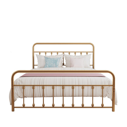 Cadre de lit plateforme en métal style vintage simple Alazyhome, montage facile