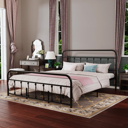 Cadre de lit plateforme en métal style vintage simple Alazyhome, montage facile