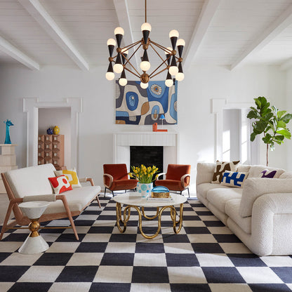 Tapis tissé plat à damier de taille moyenne