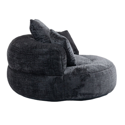 Pouf poire géant noir surdimensionné en chenille de 42,52 pouces avec trois coussins pour chambre à coucher