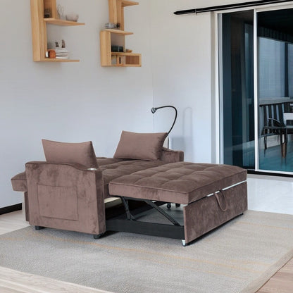 Canapé-lit convertible moderne marron 54,33 cm avec dossier inclinable et support pour téléphone