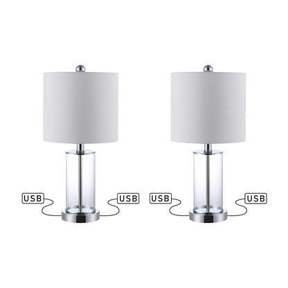 Lampe de table LED moderne et contemporaine Cabell 21 en verre, rechargeable par USB, finition bronze huilé (lot de 2) par JONATHAN Y