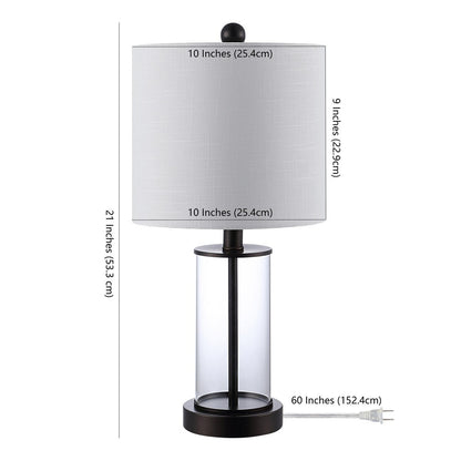 Lampe de table LED moderne et contemporaine Cabell 21 en verre, rechargeable par USB, finition bronze huilé (lot de 2) par JONATHAN Y