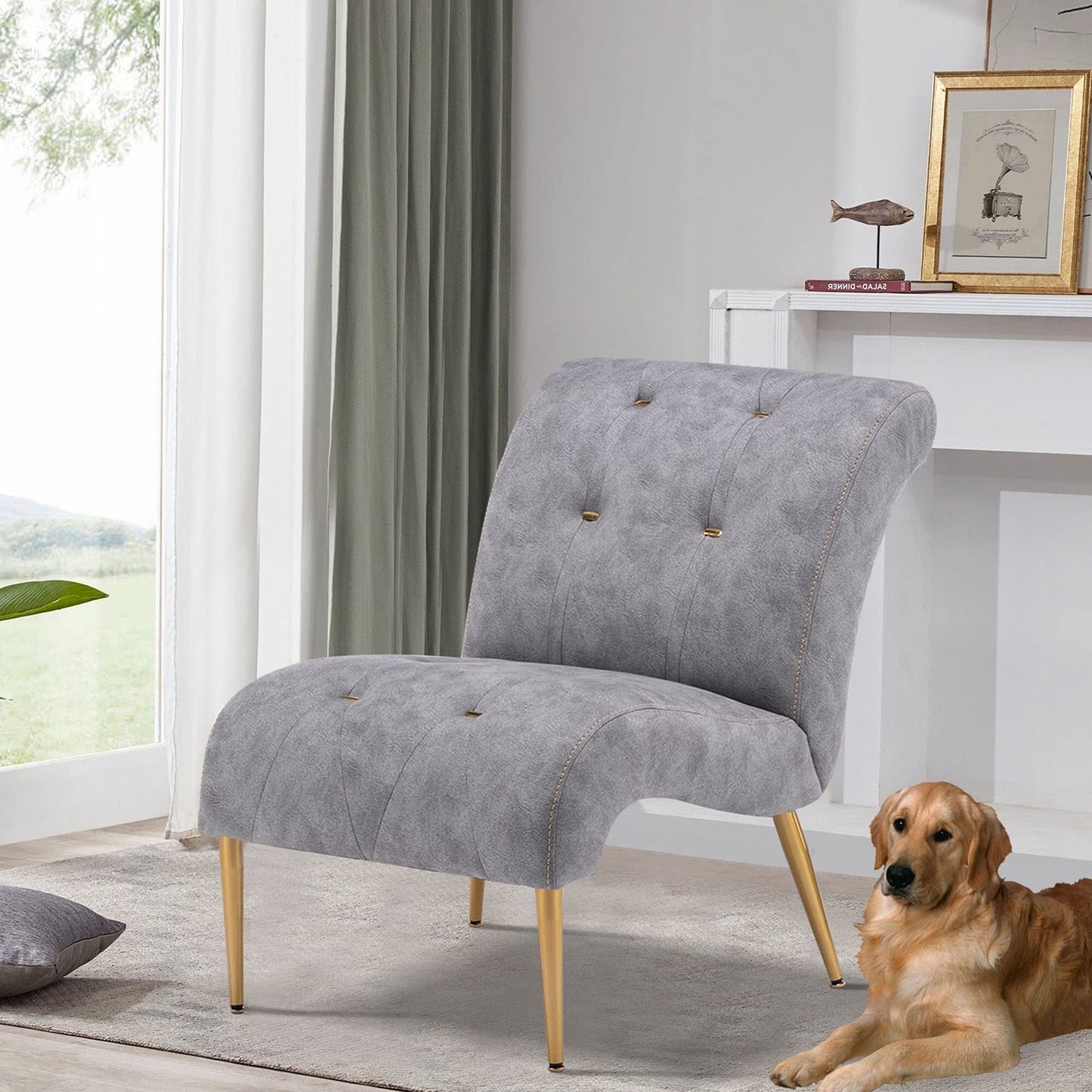 Chaise longue rembourrée, fauteuil d'appoint pour chambre à coucher et salon