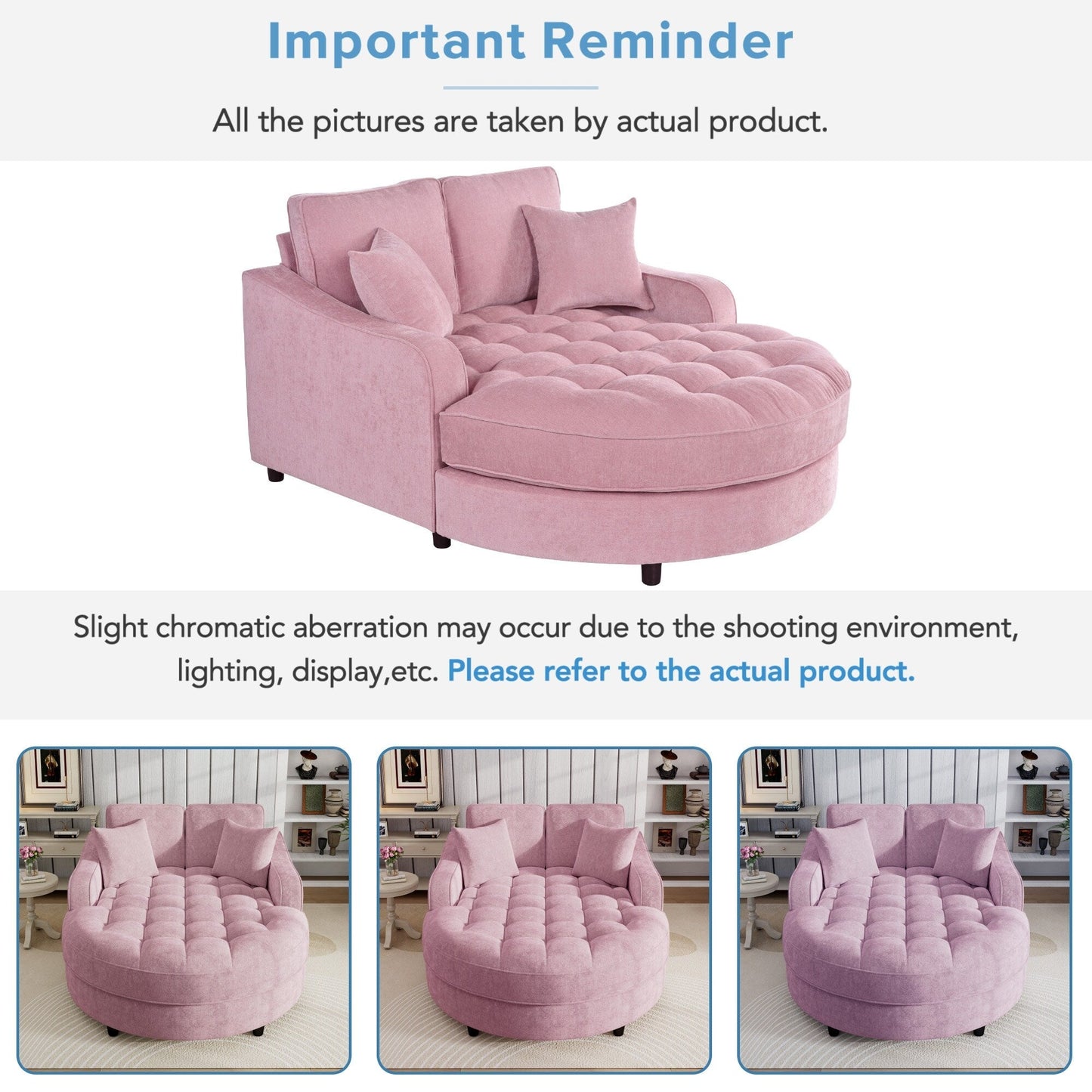 Canapé-lit méridienne en chenille, canapé rembourré avec dossier capitonné et 2 coussins amovibles pour salon