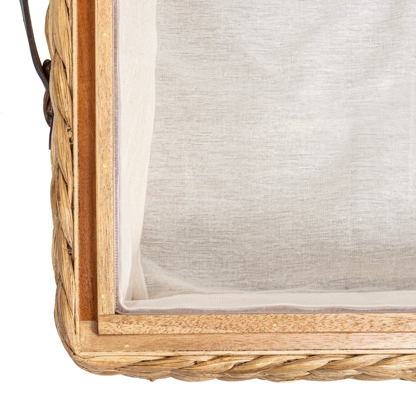 Bac de rangement sous lit en jacinthe/bois avec roulettes et poignées happimess