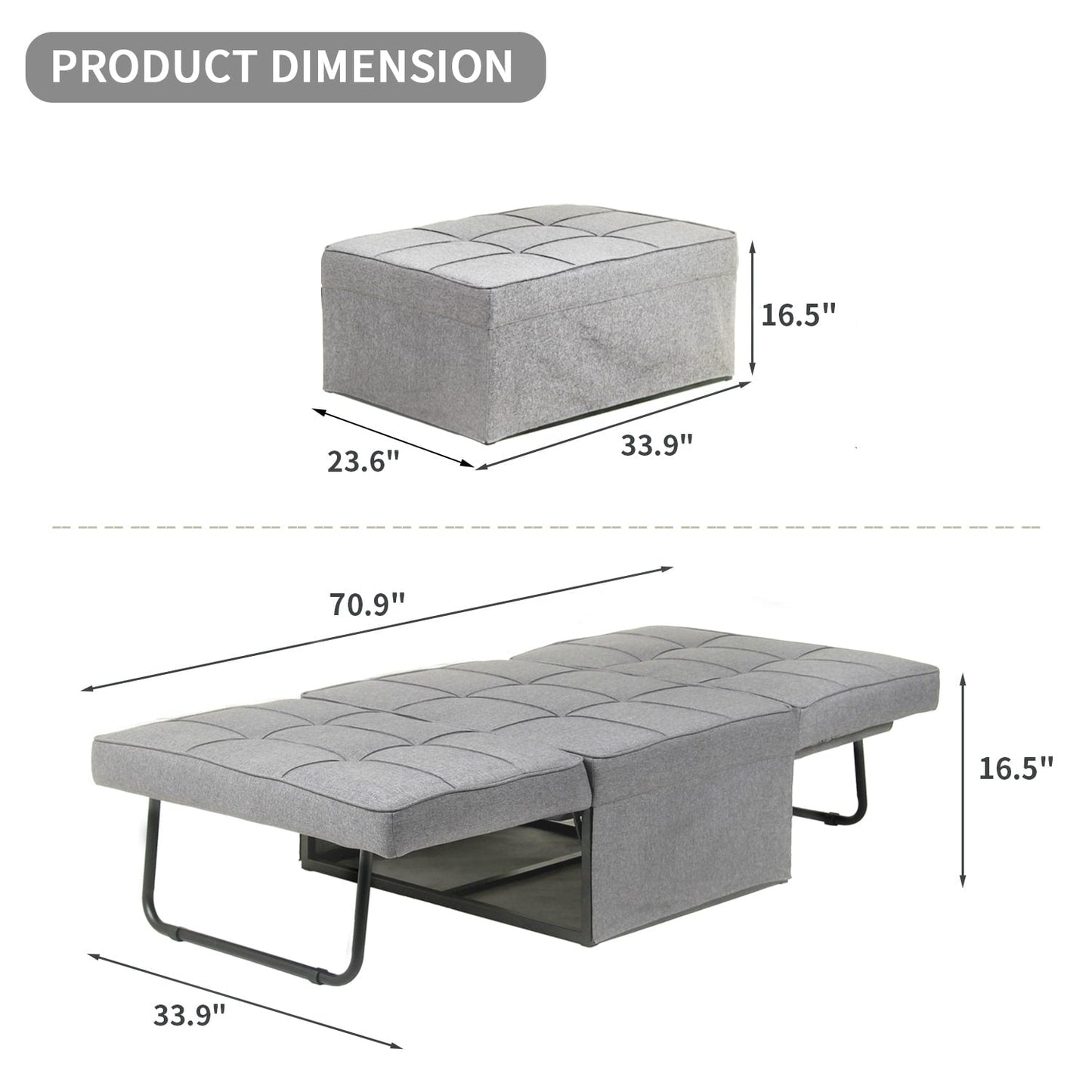 Canapé-lit convertible, fauteuil, pouf pliant, fauteuils inclinables pour salon