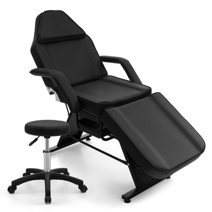 Lit de massage Costway 72 avec tabouret hydraulique et dossier réglable.