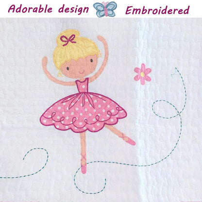 Parure de lit réversible Cozy Line Ballerina rose pour fille, en coton, avec coussins décoratifs