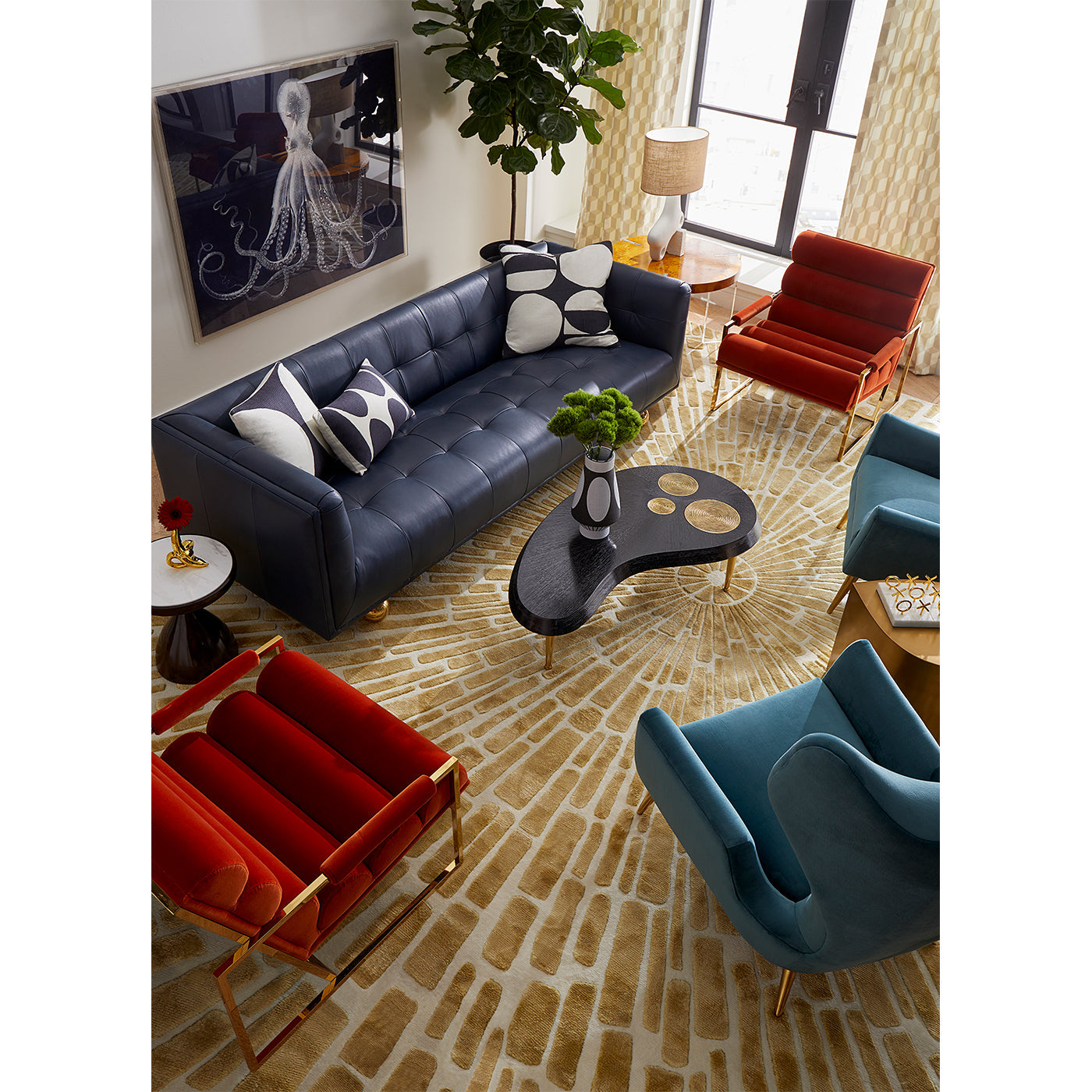 Tapis noué à la main Sunburst