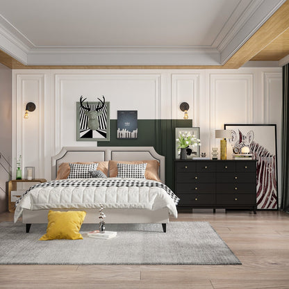 Commode double à 10 tiroirs pour chambre à coucher, blanche, grand espace de rangement