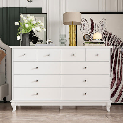 Commode double à 10 tiroirs pour chambre à coucher, blanche, grand espace de rangement