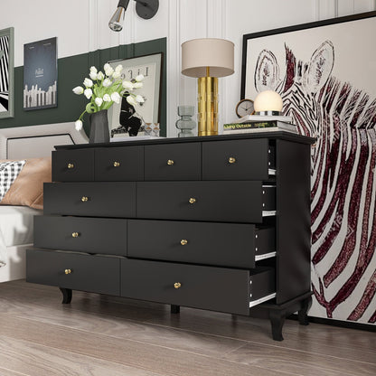 Commode double à 10 tiroirs pour chambre à coucher, blanche, grand espace de rangement